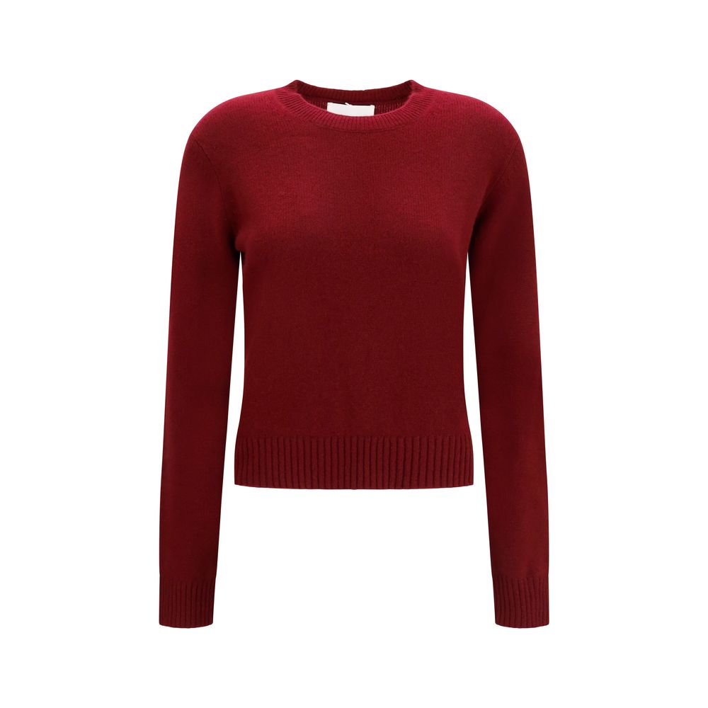 Sweater by Lisa Yang for women in cashmere & capra leather bordeaux showcases a sumptuous silhouette, artfully finished with a sumptuous crew neckline and for a sophisticated, sumptuous look.