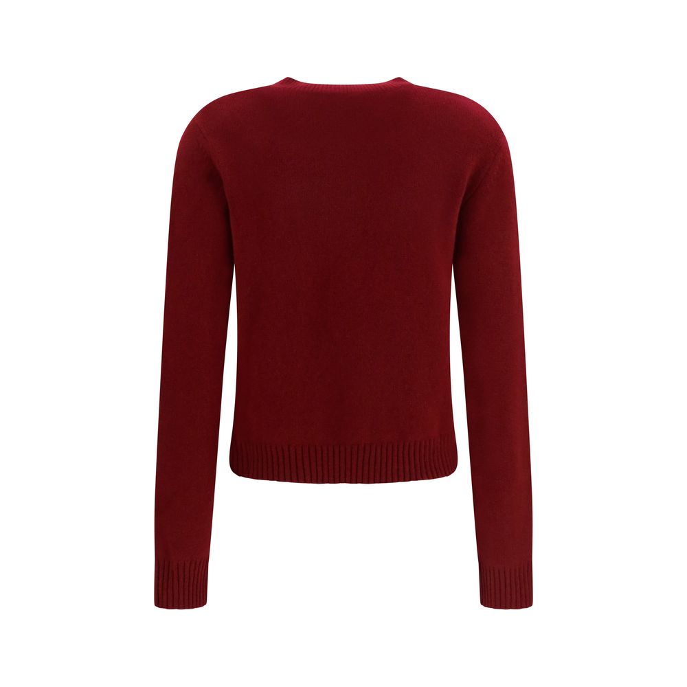 Sweater by Lisa Yang for women in cashmere & capra leather bordeaux showcases a downtown chic silhouette, artfully finished with a downtown chic crew neckline and for a sophisticated, high-end look.