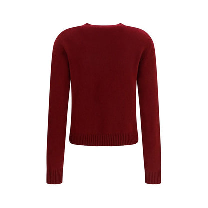Sweater by Lisa Yang for women in cashmere & capra leather bordeaux showcases a downtown chic silhouette, artfully finished with a downtown chic crew neckline and for a sophisticated, high-end look.