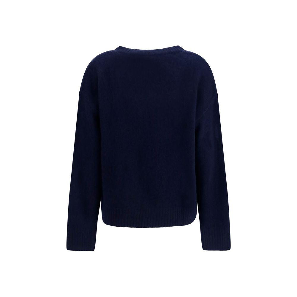 Sweater by Lisa Yang for women in cashmere silk & capra leather blue showcases an masterful silhouette, artfully detailed with a masterful crew neckline and for a sophisticated, premium finish.