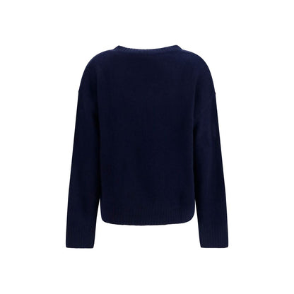 Sweater by Lisa Yang for women in cashmere silk & capra leather blue showcases an masterful silhouette, artfully detailed with a masterful crew neckline and for a sophisticated, premium finish.