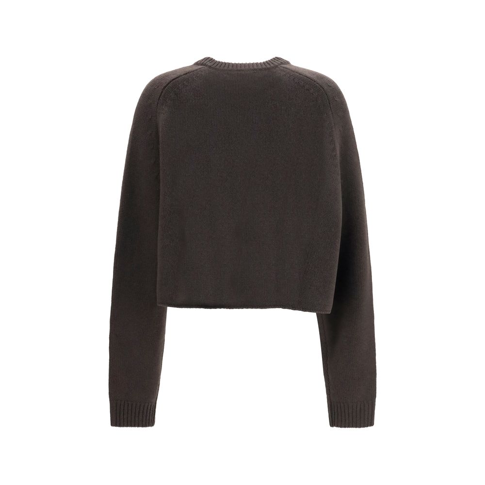 Sweater by Lisa Yang for women in cashmere & capra leather brown features an tactile silhouette, showcasing a sophisticated crew neckline and tactile for a refined finish.