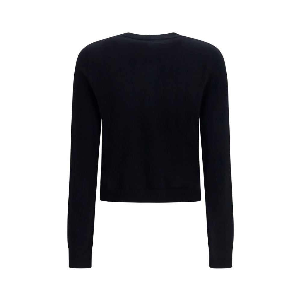 Cardigan by Lisa Yang for women in cashmere & capra leather black presents a textural silhouette, artfully finished with a textural round neckline and for a sophisticated, textural look.