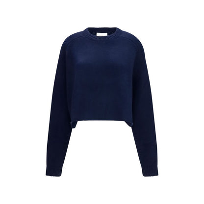 Sweater by Lisa Yang for women in cashmere & capra leather blue showcases a downtown chic silhouette, artfully finished with a downtown chic crew neckline and for a sophisticated, high-end look.
