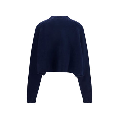 Sweater by Lisa Yang for women in cashmere & capra leather blue showcases an masterful silhouette, artfully detailed with a masterful crew neckline and for a sophisticated, premium finish.