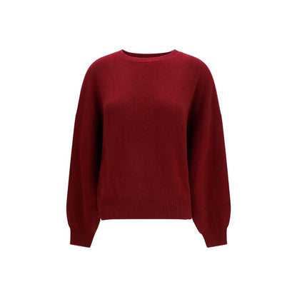Sweater by Lisa Yang for women in cashmere & capra leather bordeaux features an polished silhouette, showcasing refined long-sleeve and a sophisticated crew neckline for a truly polished finish.