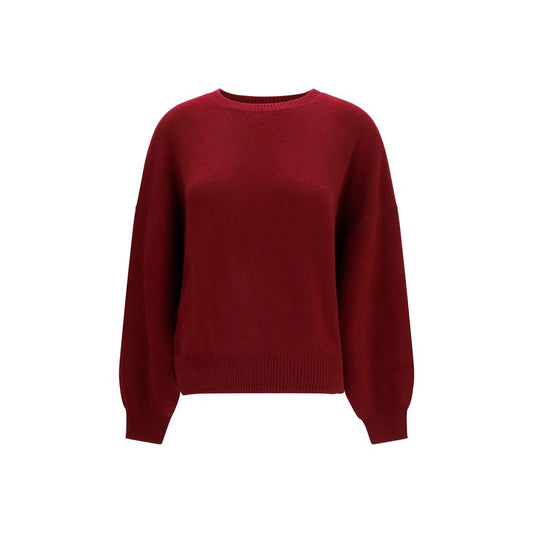Sweater by Lisa Yang for women in cashmere & capra leather bordeaux features an polished silhouette, showcasing refined long-sleeve and a sophisticated crew neckline for a truly polished finish.