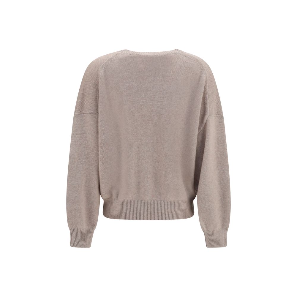 Sweater by Lisa Yang for women in cashmere & capra leather beige showcases an masterful silhouette, artfully detailed with a masterful crew neckline and for a sophisticated, premium finish.