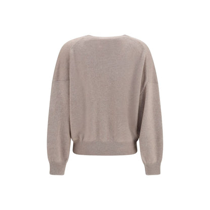 Sweater by Lisa Yang for women in cashmere & capra leather beige showcases an masterful silhouette, artfully detailed with a masterful crew neckline and for a sophisticated, premium finish.