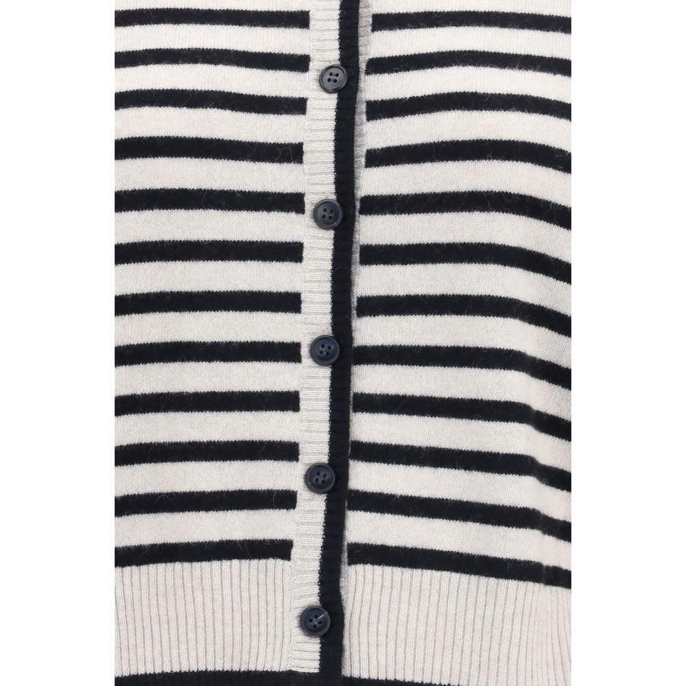 Cardigan by Lisa Yang for women in cashmere & capra leather multicolor, patterned & striped showcases a luxurious silhouette, meticulously detailed with a sophisticated and for a refined finish.