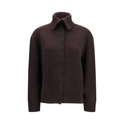 Cardigan by Lisa Yang for women in cashmere & capra leather brown showcases a luxurious silhouette, meticulously detailed with a sophisticated and long-sleeve for a refined finish.