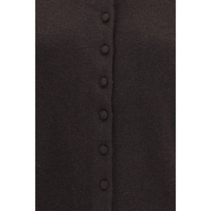 Cardigan by Lisa Yang for women in cashmere & capra leather brown presents a textural silhouette, artfully finished with a textural and for a sophisticated, textural look.