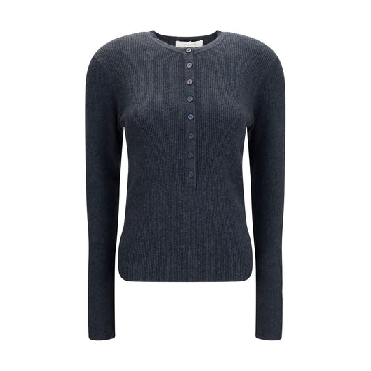 Sweatshirt by Lisa Yang for women in cashmere cotton & capra leather gray showcases a slouchy chic silhouette, artfully detailed with a slouchy chic crew neckline and long-sleeve for a slouchy chic finish.