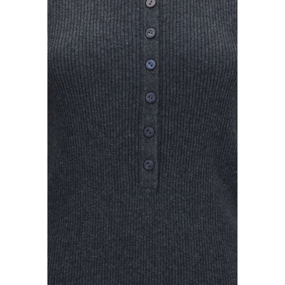 Sweatshirt by Lisa Yang for women in cashmere cotton & capra leather gray presents a smart casual silhouette, featuring a smart casual and for a sophisticated look.