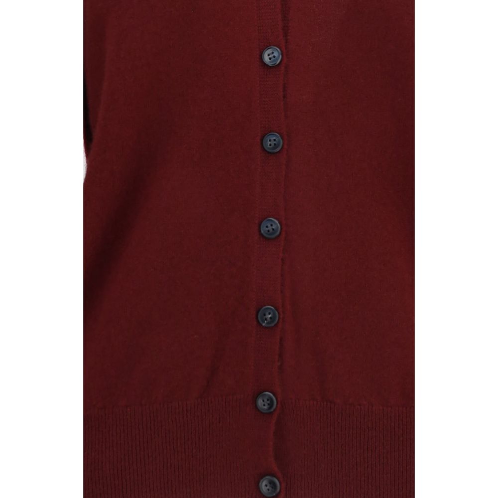Cardigan by Lisa Yang for women in cashmere & capra leather bordeaux features an impeccable silhouette, showcasing a sophisticated and detail for a truly impeccable finish.