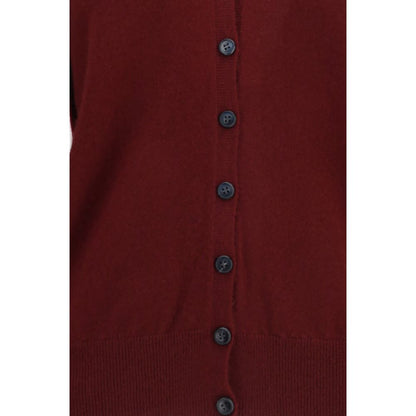 Cardigan by Lisa Yang for women in cashmere & capra leather bordeaux features an impeccable silhouette, showcasing a sophisticated and detail for a truly impeccable finish.