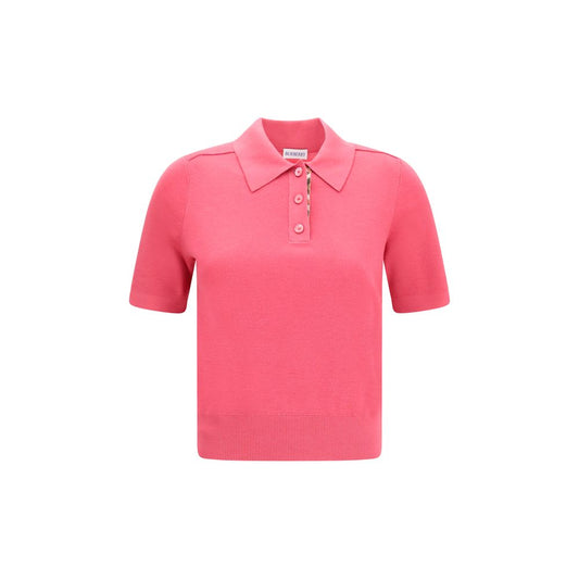 Polo Shirt by Burberry for women in merino wool multicolor presents a crisp silhouette, artfully detailed with a crisp three-quarter-sleeve and crisp .