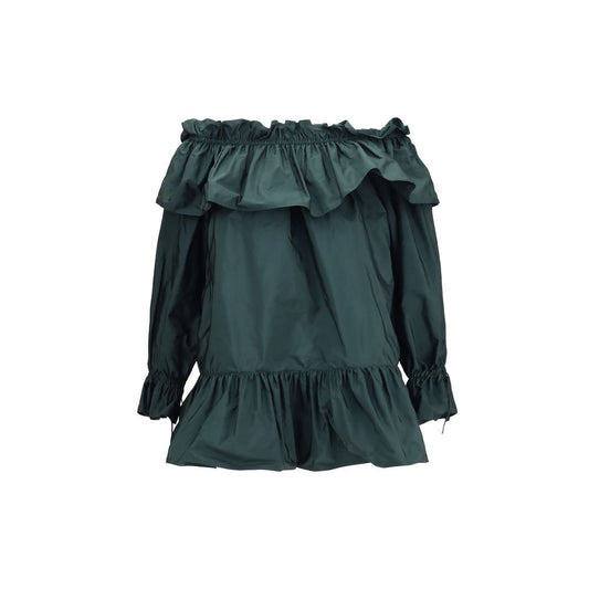 Dress by Saint Laurent for women in nylon bicolour & patterned features a dramatic silhouette, showcasing an elegant and long-sleeve that flows into a dramatic long.