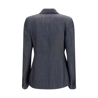 Blazer by Balenciaga for women in cotton & merino wool gray features an crisp silhouette with sophisticated and a crisp lapel neckline for a truly crisp finish.