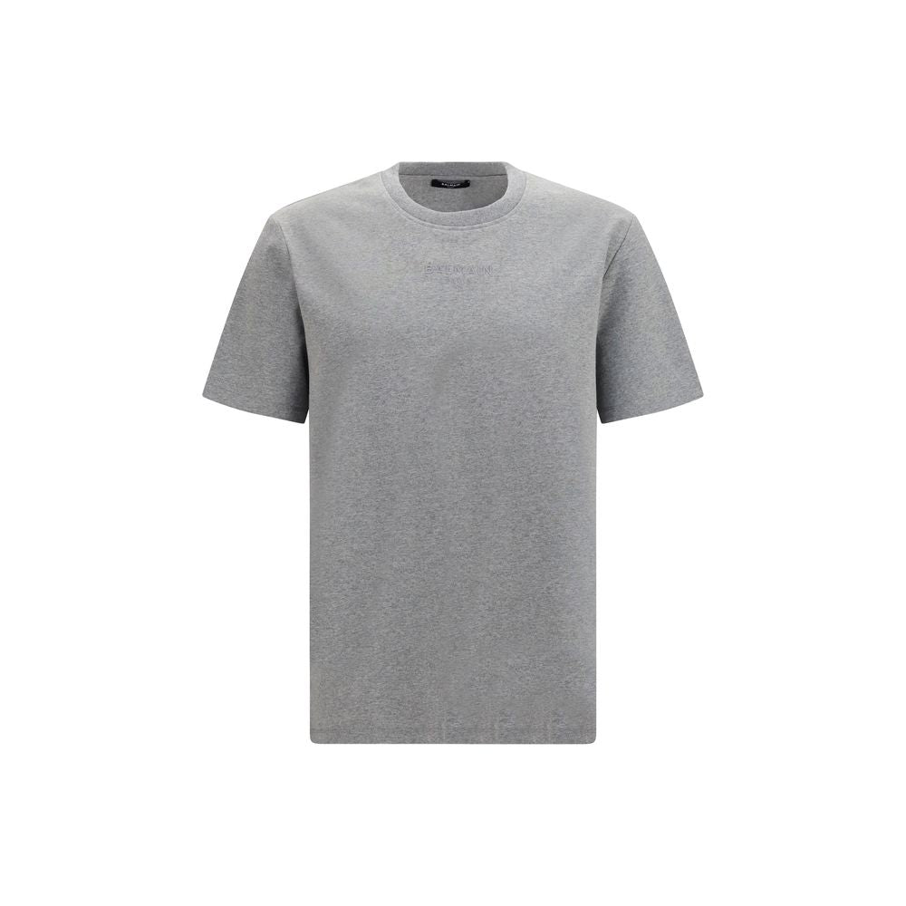 T-Shirt by Balmain for men in cotton gray showcases a unassuming silhouette, artfully detailed with a refined round neckline and unassuming short-sleeve for a sophisticated, contemporary look.