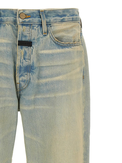 Jeans by Fear Of God for men in cotton denim light-blue features a refined silhouette with a refined straight-leg, defined by a and a refined long for a refined finish.