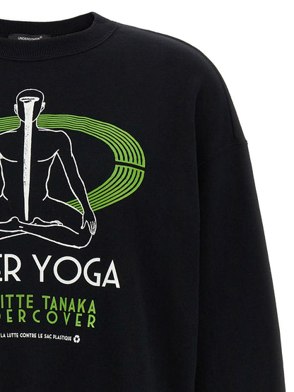 Activewear Sweatshirt by Undercover for women in cotton black & print presents a ergonomic silhouette, showcasing a sophisticated crew neckline and detailed with premium breathable-design for a ergonomic finish.