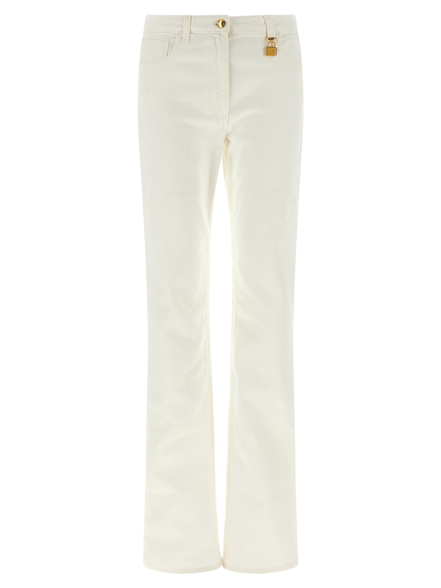 Elisabetta Franchi Essence Women's Mid Rise Stretch Denim Cotton Jeans - White