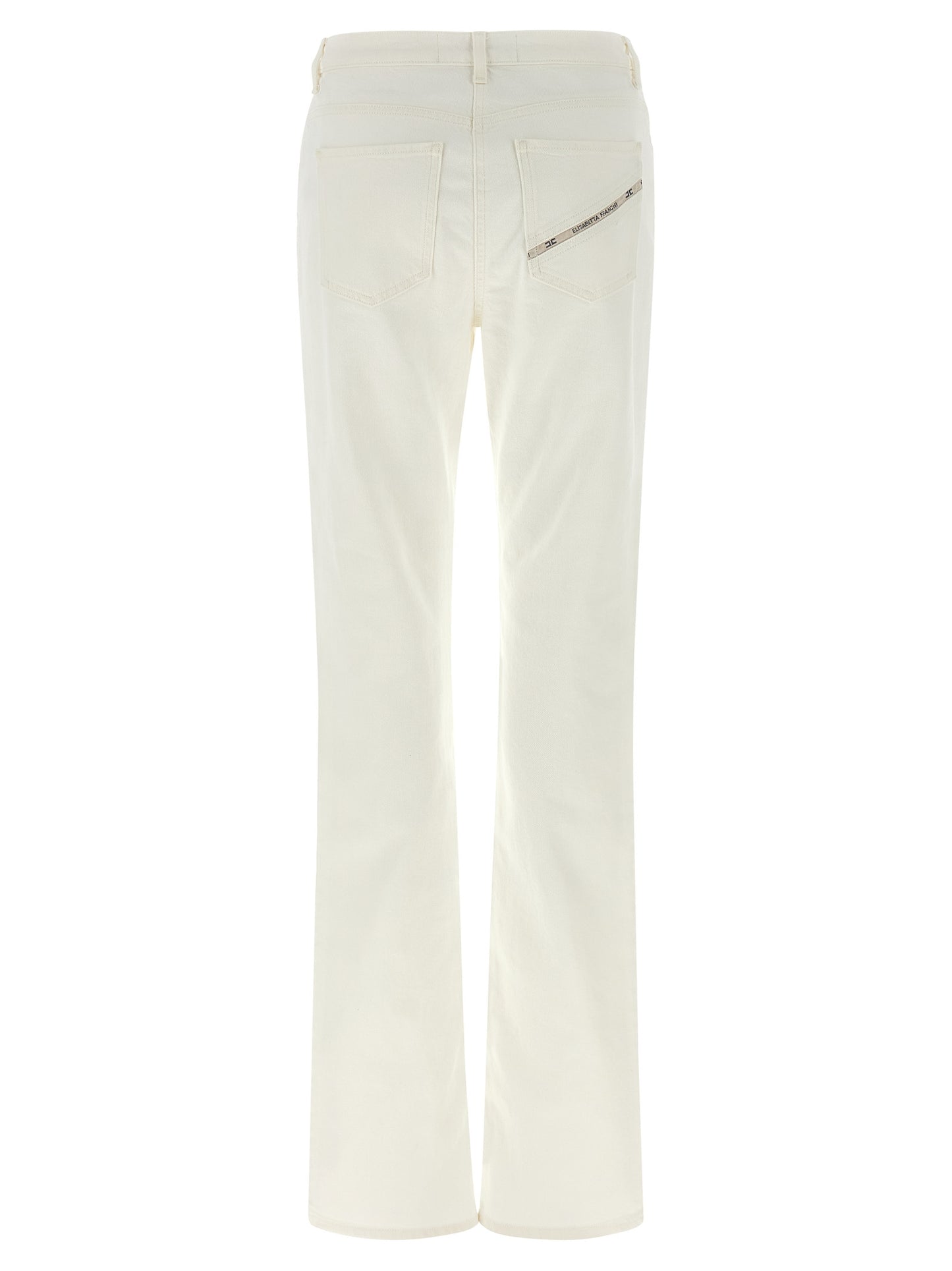 Elisabetta Franchi Essence Women's Mid Rise Stretch Denim Cotton Jeans - White