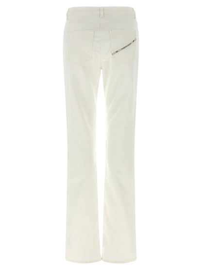 Elisabetta Franchi Essence Women's Mid Rise Stretch Denim Cotton Jeans - White