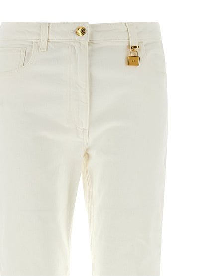 Elisabetta Franchi Essence Women's Mid Rise Stretch Denim Cotton Jeans - White
