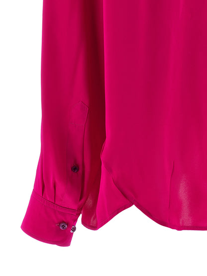 Blouse by Dries Van Noten for women in silk fuchsia showcases a sleek silhouette, elegantly detailed with a sleek and for a sleek finish.