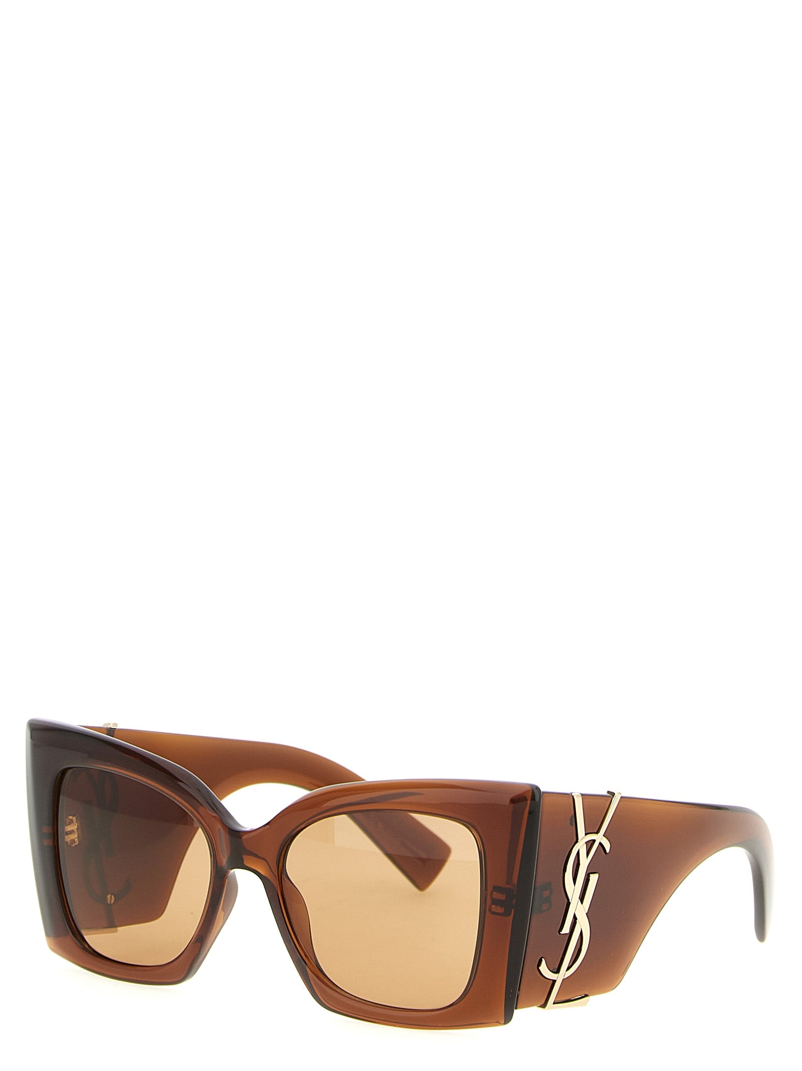 Sunglasses by Saint Laurent for women in cotton brown features an timeless cat-eye frame design with brown coloured frame frames and for a timeless finish.