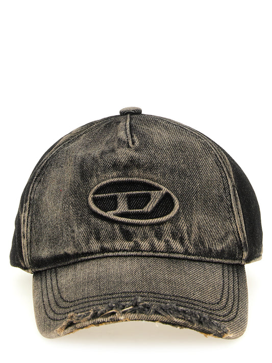 Diesel Denim Cotton Baseball Cap - Black Red