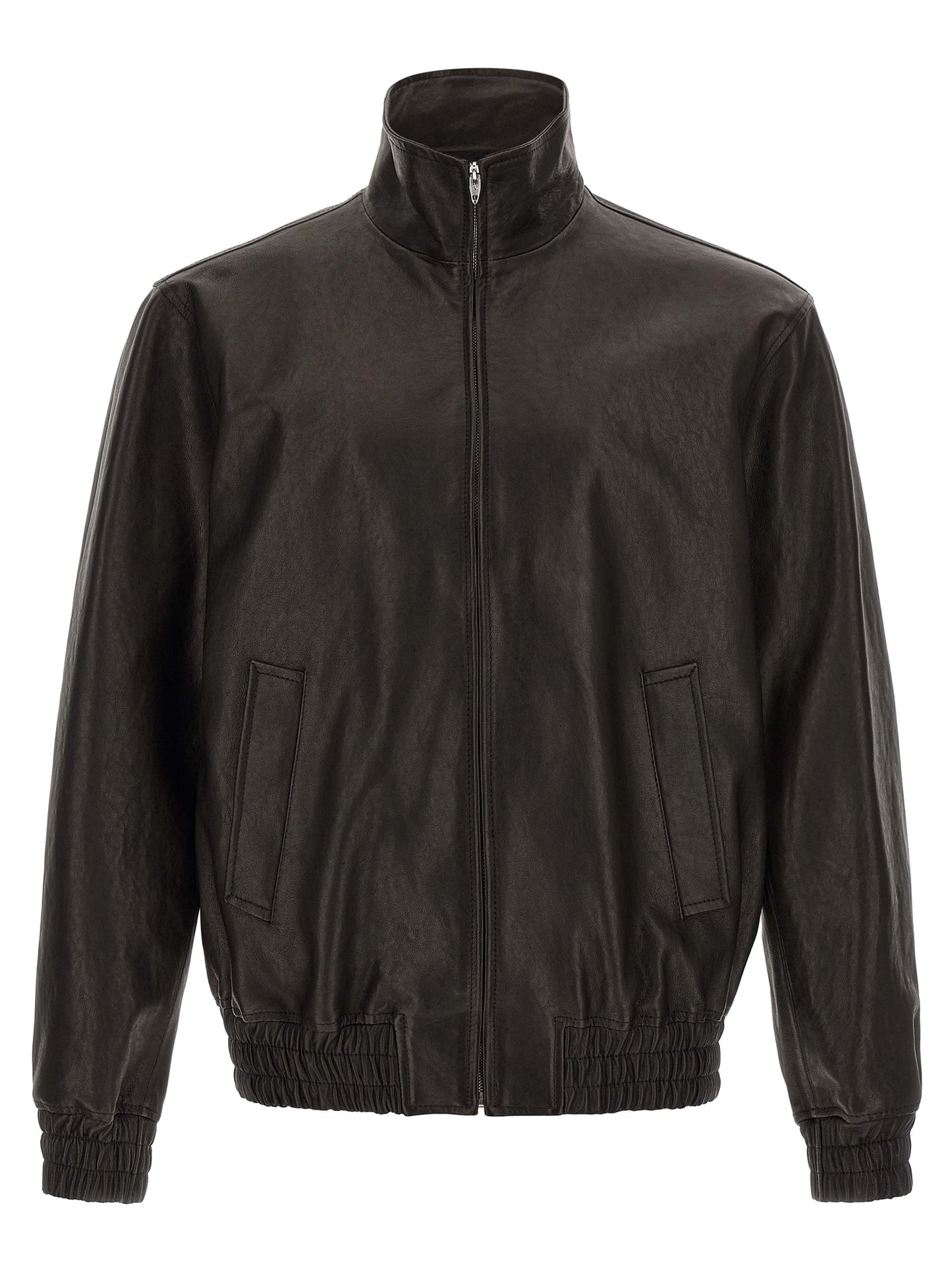 Jacket by Valentino Garavani for men in calfskin leather black, silver & signature features an utilitarian silhouette with a refined , showcasing sophisticated pockets for an utilitarian aesthetic.