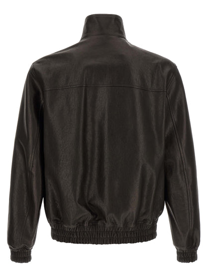 Jacket by Valentino Garavani for men in calfskin leather black, silver & signature features a smart silhouette, perfectly accentuated by its unique and functional pockets for a smart finish.