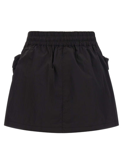 Skirt by Diesel for women in nylon black features a captivating silhouette, showcasing the captivating Women's Flared Nylon Skirt design with a sophisticated mini long for a captivating look.
