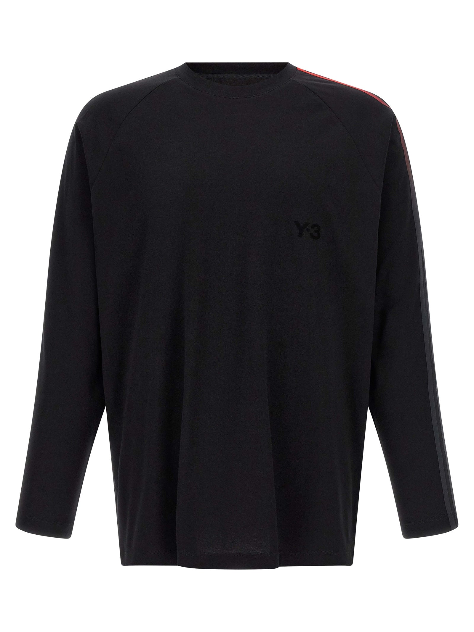 T-Shirt by Y-3 for men in cotton gradient, black, red & striped features an edgy silhouette, meticulously detailed with a sophisticated and crew neckline for a truly edgy finish.