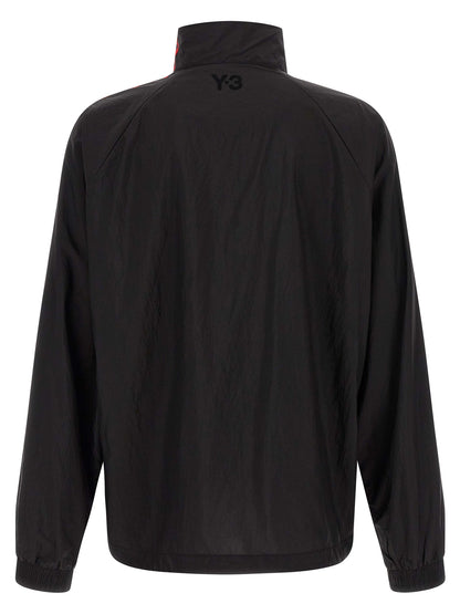 Sweatshirt by Y-3 for men in polyamide gradient, black, red, signature & striped presents a smart casual silhouette, featuring a smart casual high-neck neckline and for a sophisticated look.