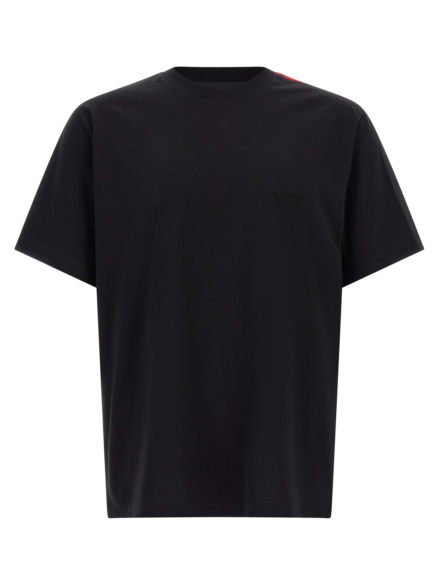 T-Shirt by Y-3 for men in cotton gradient, black, red & striped features a plush silhouette, showcasing a sophisticated and for a truly plush finish.