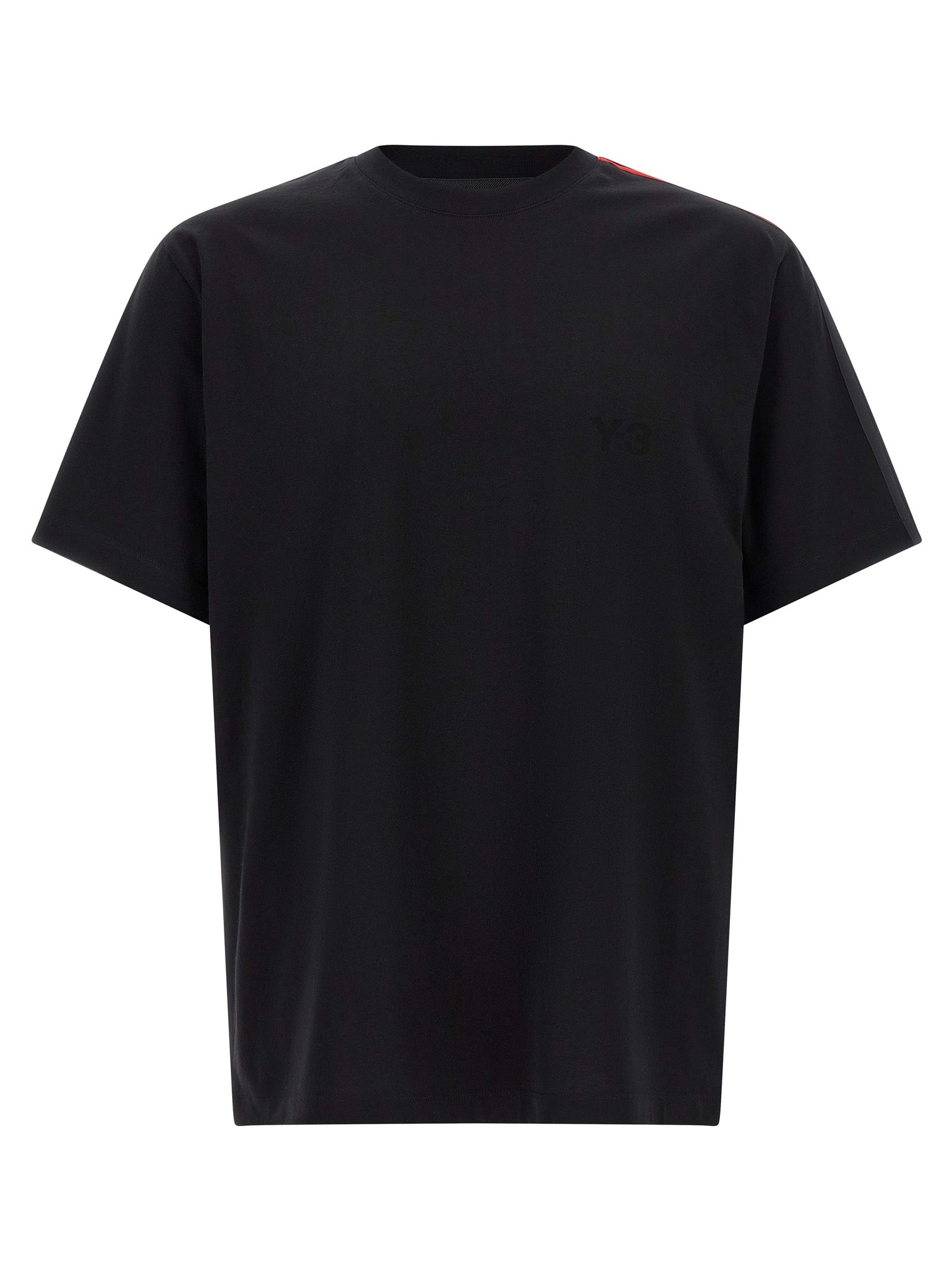 T-Shirt by Y-3 for men in cotton gradient, black, red & striped features a plush silhouette, showcasing a sophisticated and for a truly plush finish.