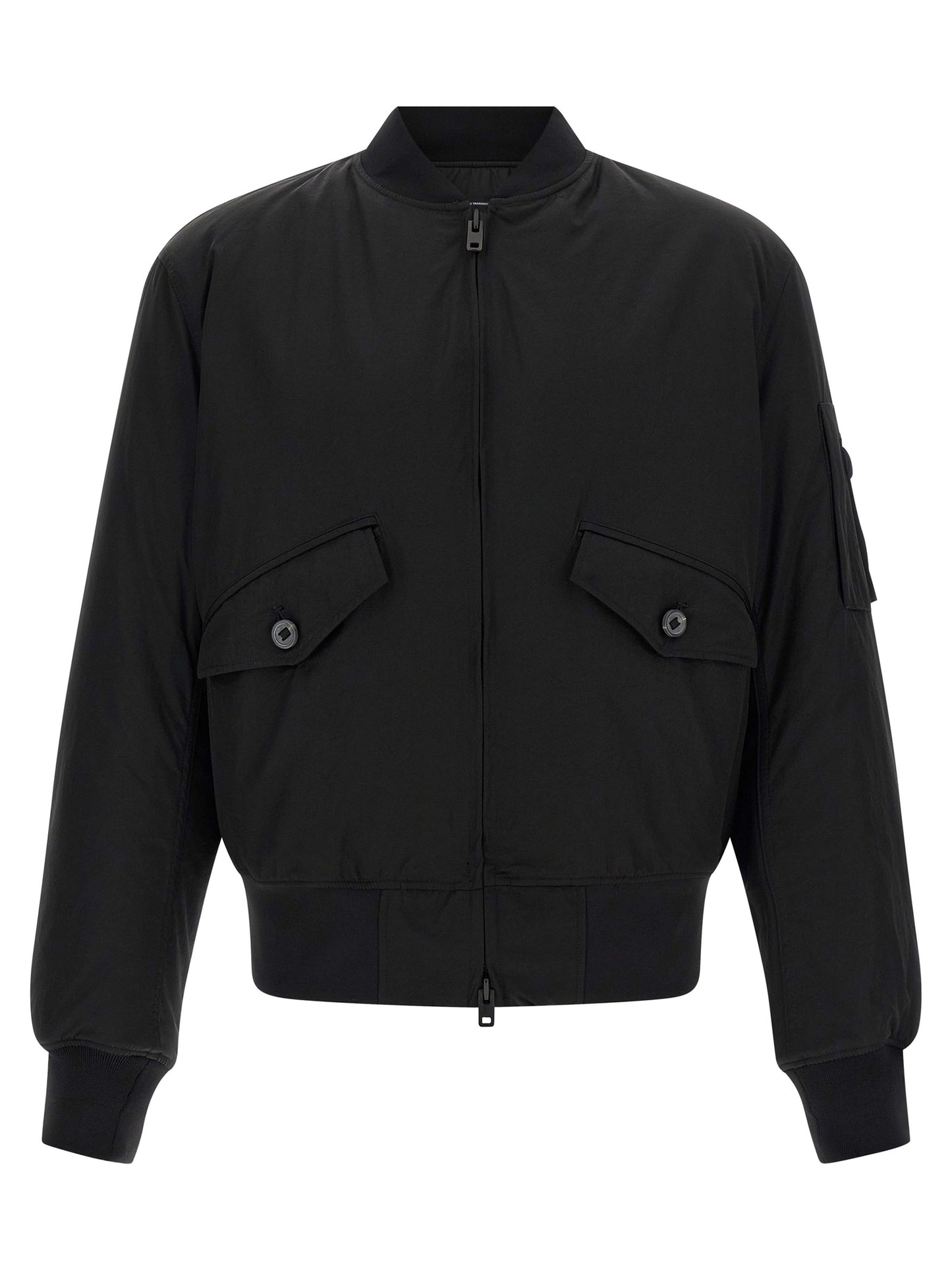 Bomber Jacket by Y-3 for men in polyamide twill black features an on trend silhouette, showcasing refined pockets and a sophisticated for a truly on trend finish.