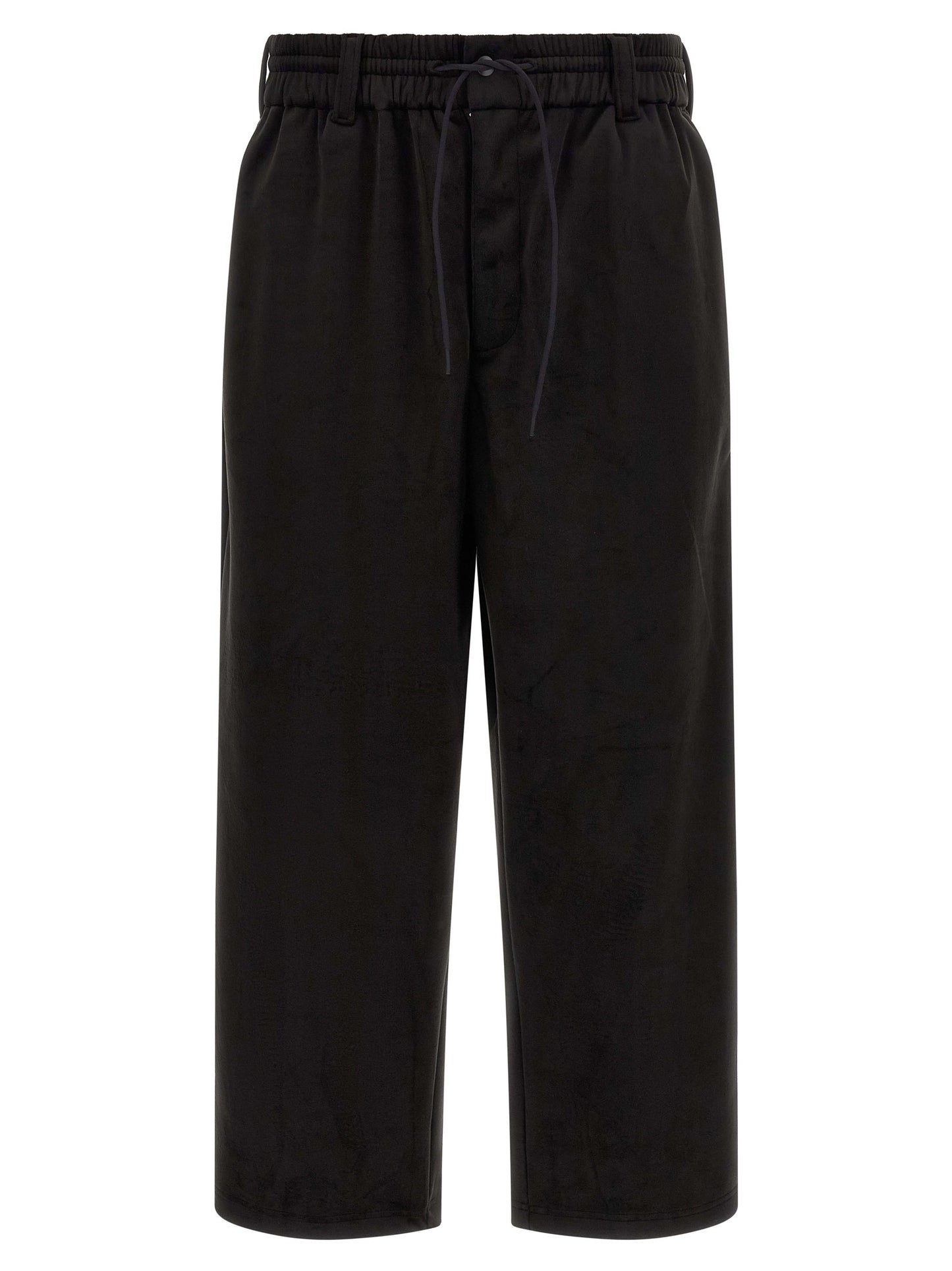 Joggers by Y-3 for men in stretch polyester black presents a refined pantology silhouette, artfully defined by a refined pantology relaxed-fit, wide & cropped, cropped, and a sophisticated .