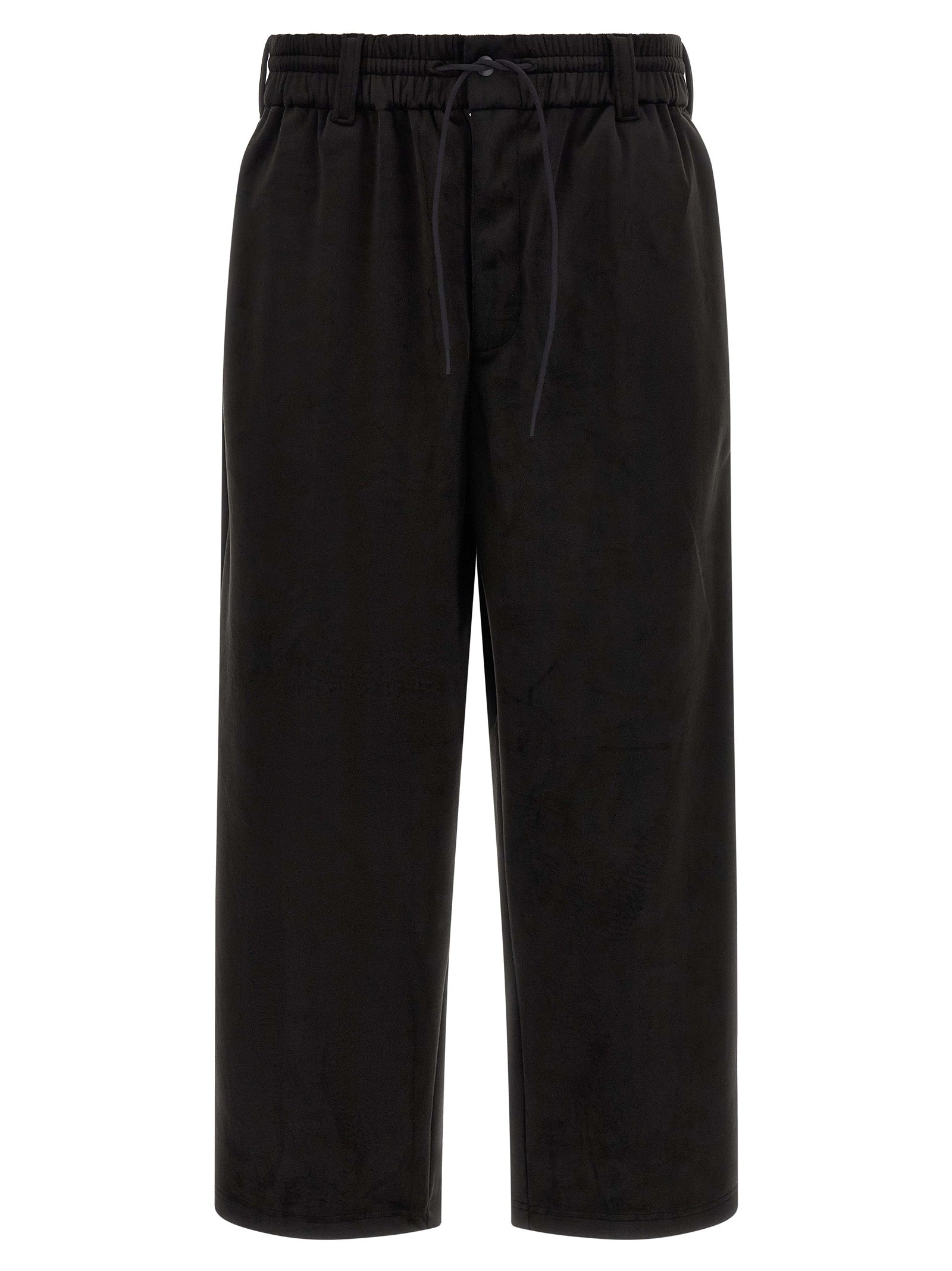 Joggers by Y-3 for men in stretch polyester black presents a refined pantology silhouette, artfully defined by a refined pantology relaxed-fit, wide & cropped, cropped, and a sophisticated .