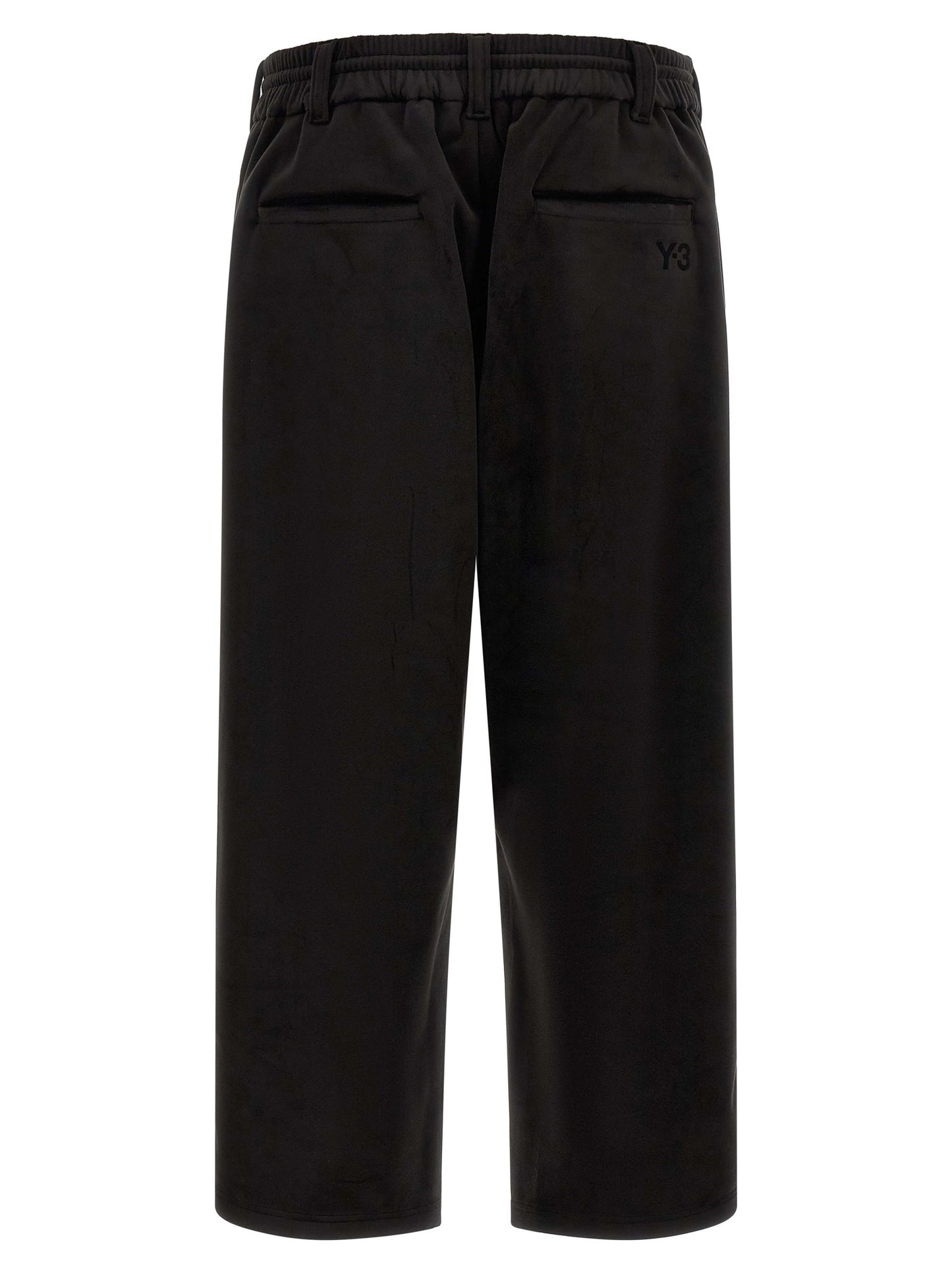 Joggers by Y-3 for men in stretch polyester black features an sophisticated and relaxed-fit, wide & cropped with a precise cropped, creating a sophisticated and sophisticated silhouette.