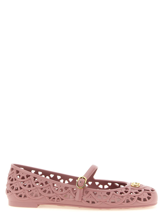 Ballet Mary-Jane Flat Shoes by Valentino Garavani for women in polyvinyl gold, multicolor, powder-pink, patterned & signature showcases a enchanting silhouette as part of the V Logo Women's Polyvinyl Ballet Mary-Jane Flat Shoes collection, defined by a enchanting and for a enchanting look.