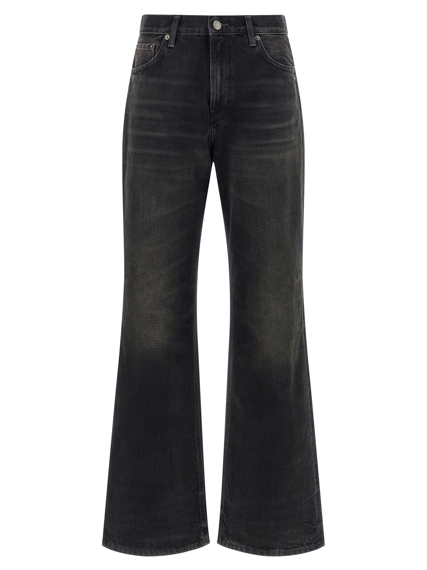 Jeans by Haikure for women in denim cotton black presents a refined pantology silhouette, artfully defined by a refined pantology flared, long, and a sophisticated .