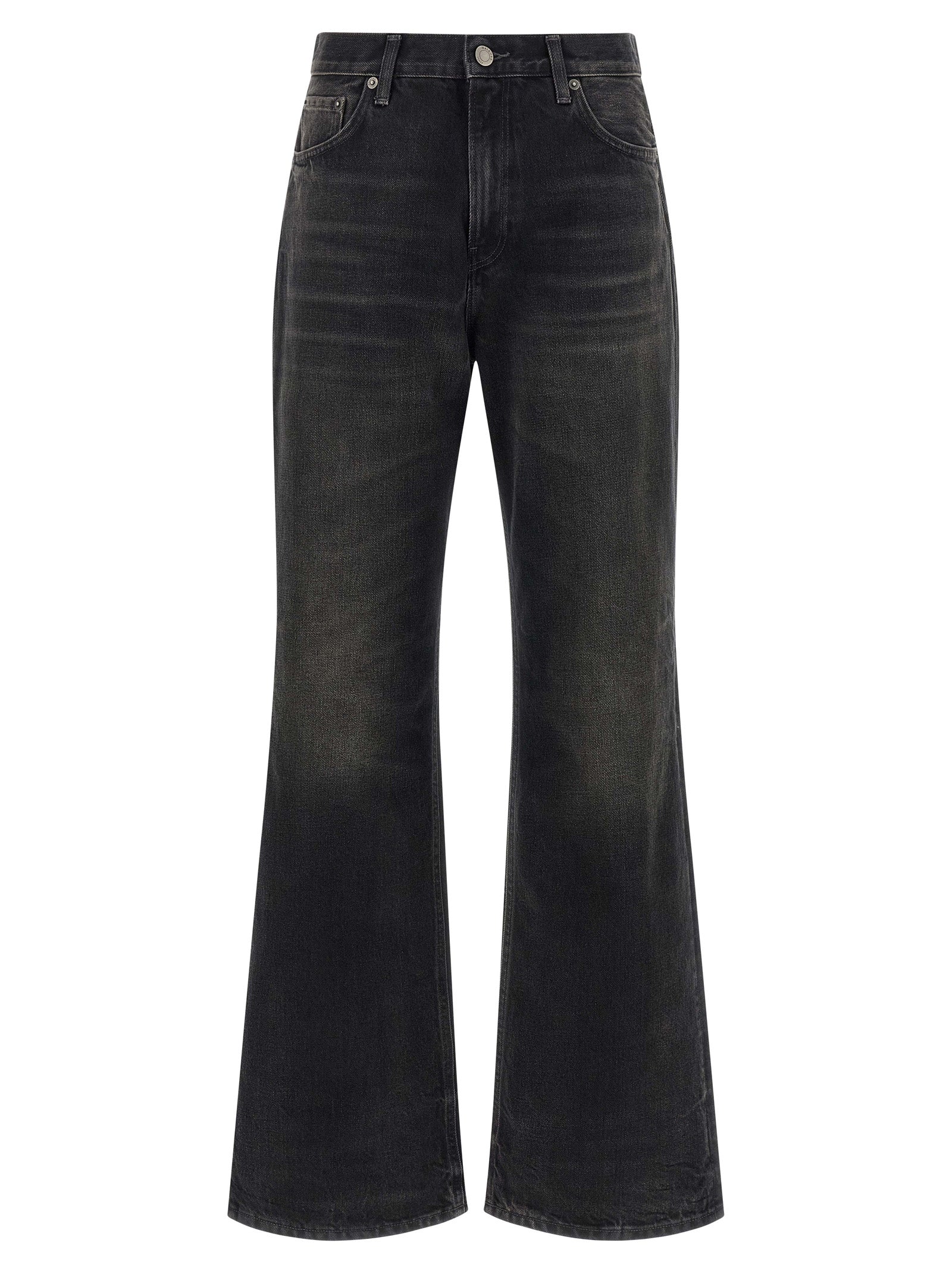 Jeans by Haikure for women in denim cotton black presents a refined pantology silhouette, artfully defined by a refined pantology flared, long, and a sophisticated .