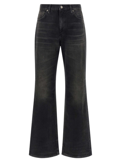 Jeans by Haikure for women in denim cotton black presents a refined pantology silhouette, artfully defined by a refined pantology flared, long, and a sophisticated .
