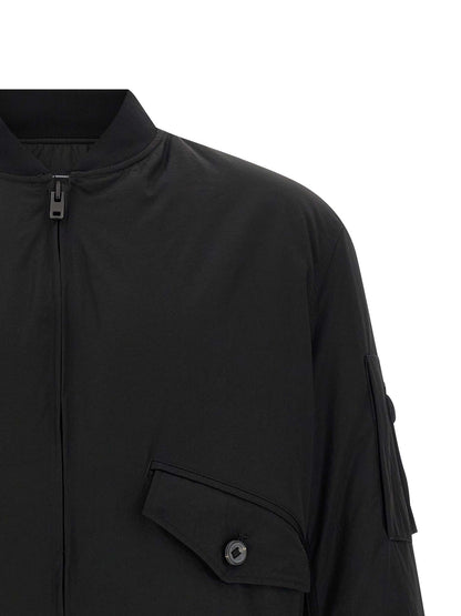 Bomber Jacket by Y-3 for men in polyamide twill black features an contemporary silhouette, showcasing a sophisticated and contemporary pockets for a truly refined look.