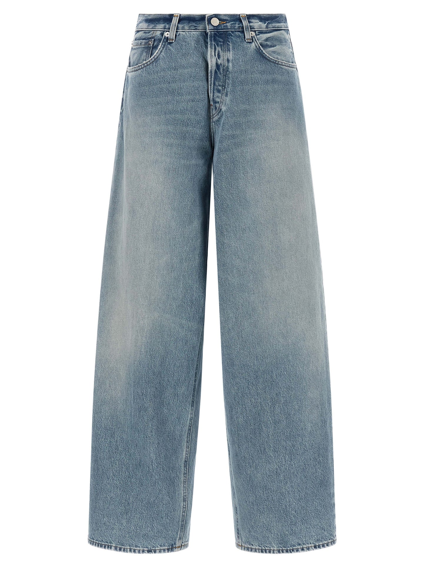 Jeans by Haikure for women in denim cotton canvas light-blue features an sartorial relaxed-fit & wide and long with a cut for a sartorial finish.